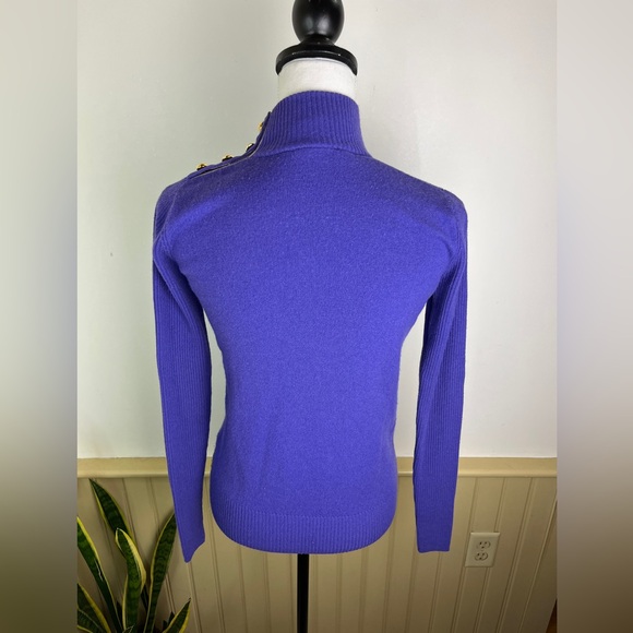 Tory Burch Vibrant Purple Button-Shoulder Sweater - Picture 4 of 12
